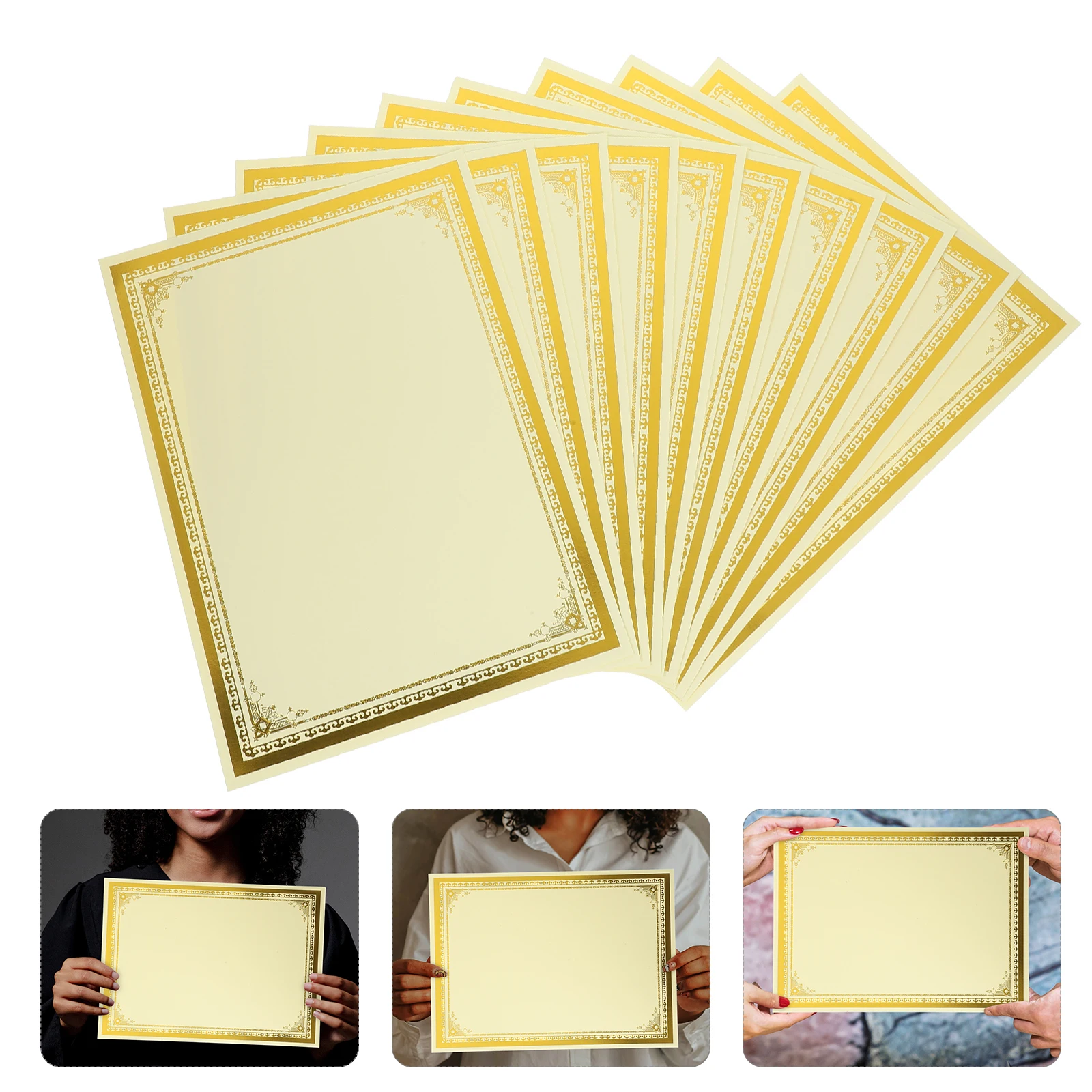 10 Sheets Hot Stamping Certificate Cover Paper Diploma Blank Printable Writable Longtime Use Home Office Decor