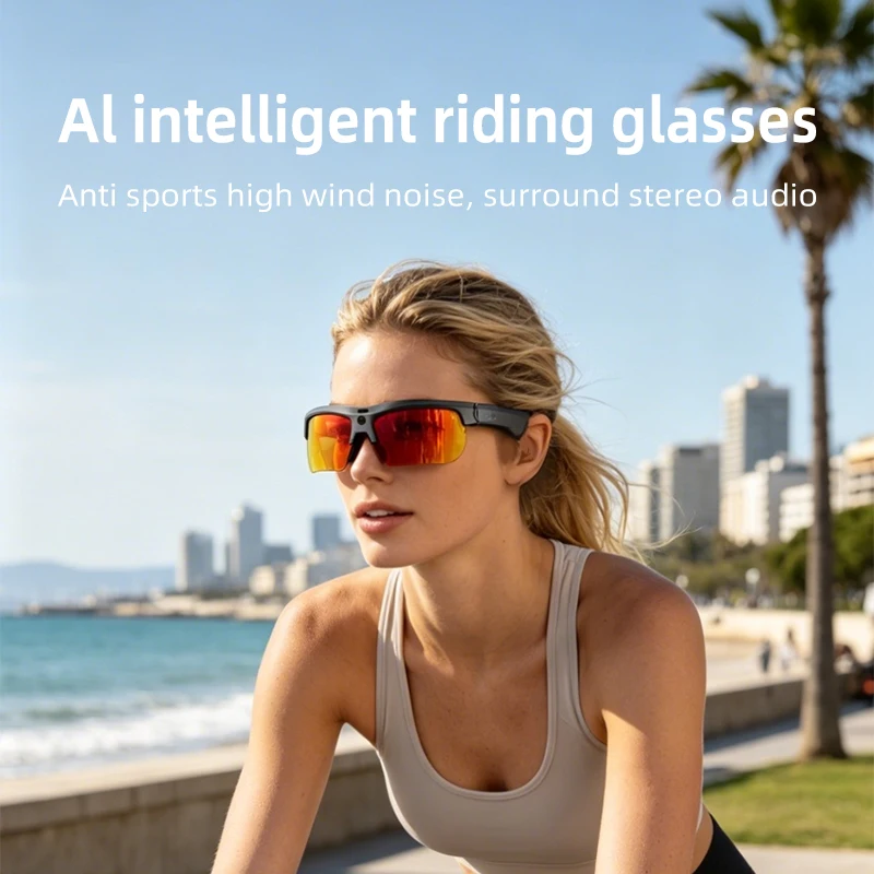 AI Camera Polarized Smart Bluetooth Sunglasses, Video Recording Voice Control Hands-Free Call Eyewear For Driving Sports Travel