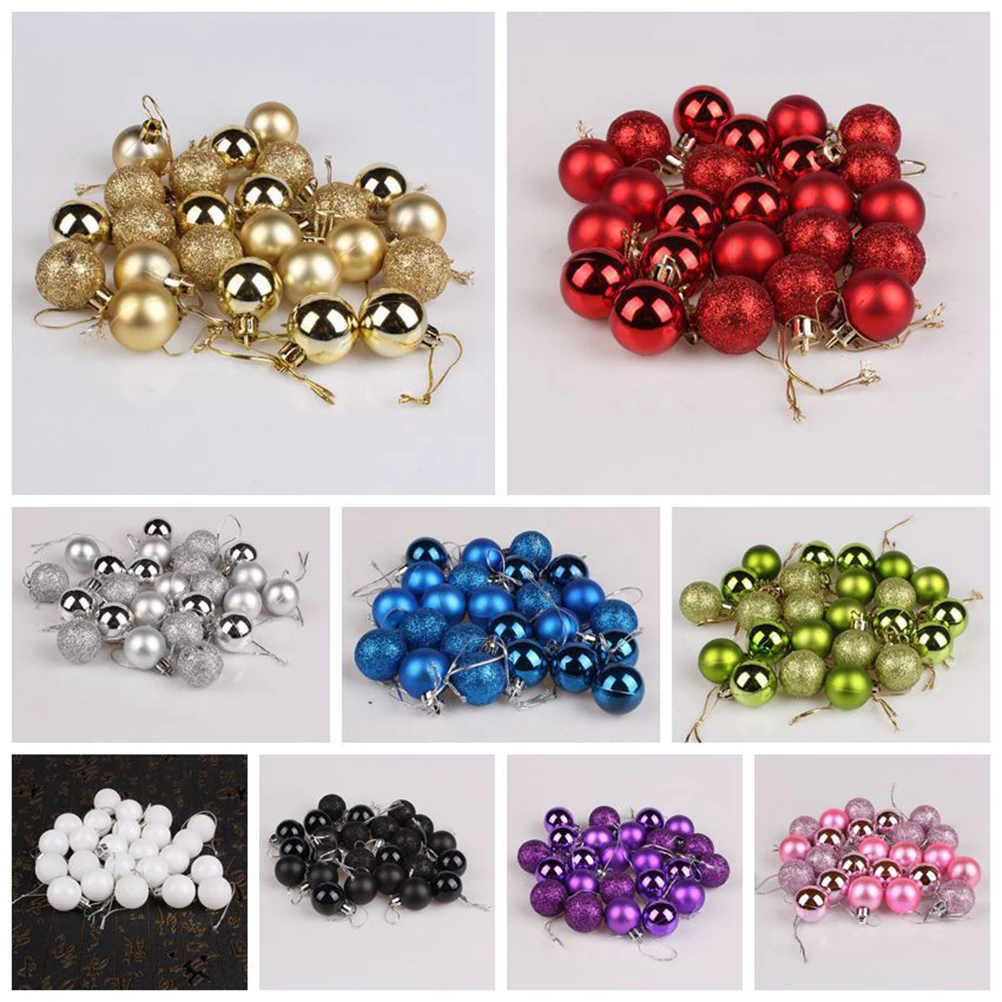 

24pcs Christmas Tree Decoration Golden Ball nament 3x3x3cm Plastic Holiday Hanging Festive Party Wedding Home Garden
