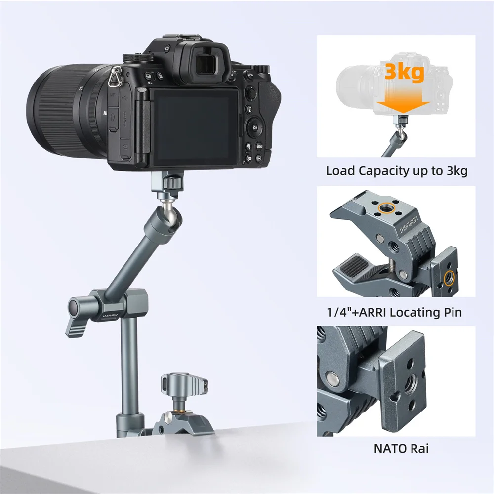 LEAPLIGHT Super Clamp with 360° Mini Ball Head Quick Release Clamp Bracket Tripod Mount 1/4 Screw Clip for DSLR Camera Gopro