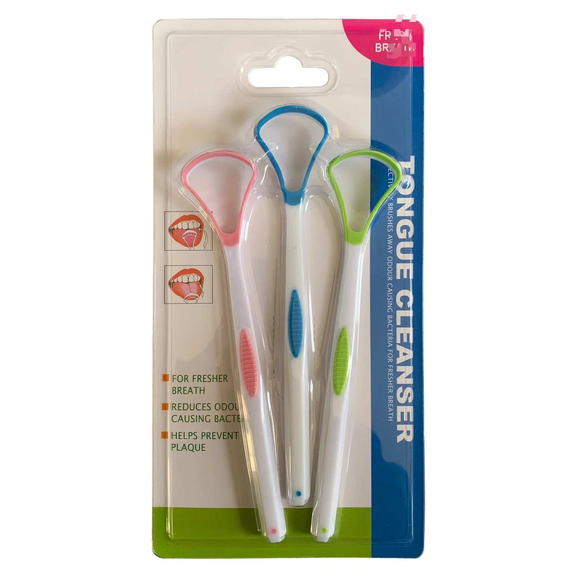 Raspador de língua para cuidados pessoais, limpador de revestimento de língua, elimina mau hálito, dupla face, utilizável, pacote familiar, higiene e saúde, 1 peça