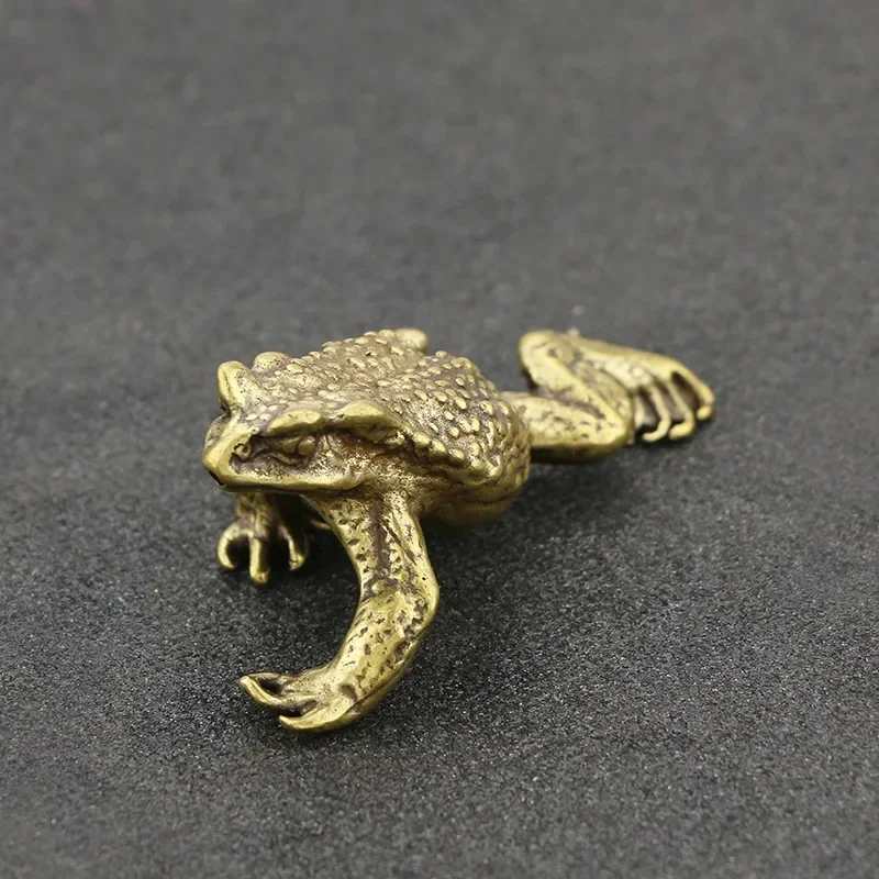 

Solid Brass Toad Figurines Miniatures Tea Pet Table Toy Ornament Decoration Crafts Accessories Lucky Copper Animal Statues Decor