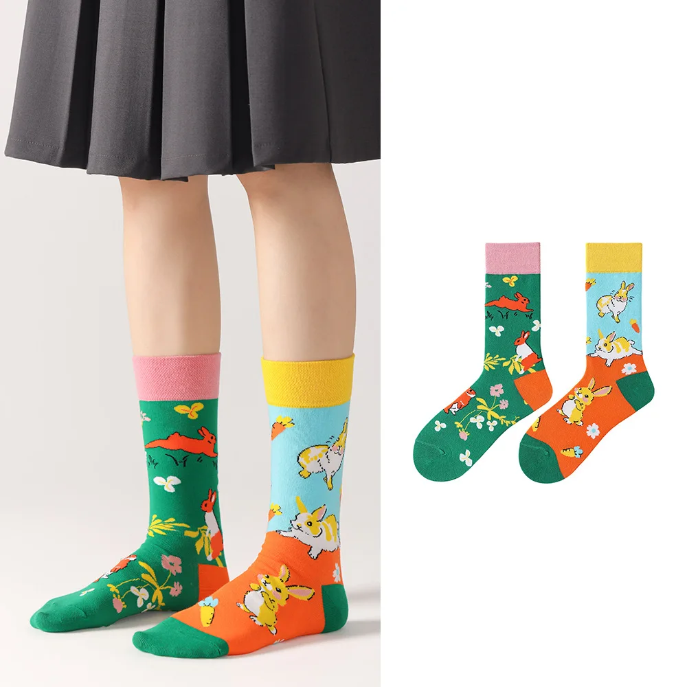 Calcetines de algodón personalizados para parejas, medias creativas de dibujos animados, primavera y verano, novedad