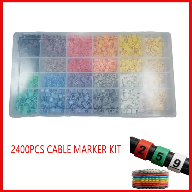 Cable Marker Wire Labels 0-9 Colorful Network Line Cable Sleeves for 0.75/2.5mm2 Cables Wiring Identification Accessorie