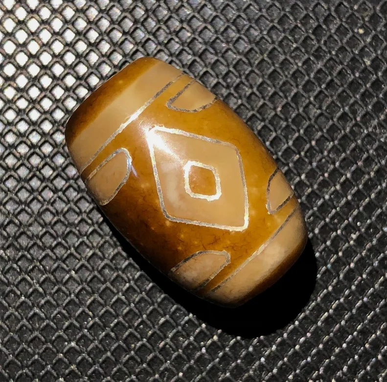 Magic Tibetan Old Agate silver Inlaid King Kong 3Eye Daluo totem dZi Bead C2000