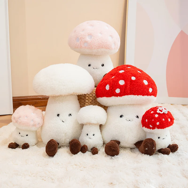 Novo macio dos desenhos animados cogumelo pelúcia vegetal brinquedo fofo abraço travesseiro realista planta natural boneca do bebê conforto presente de aniversário