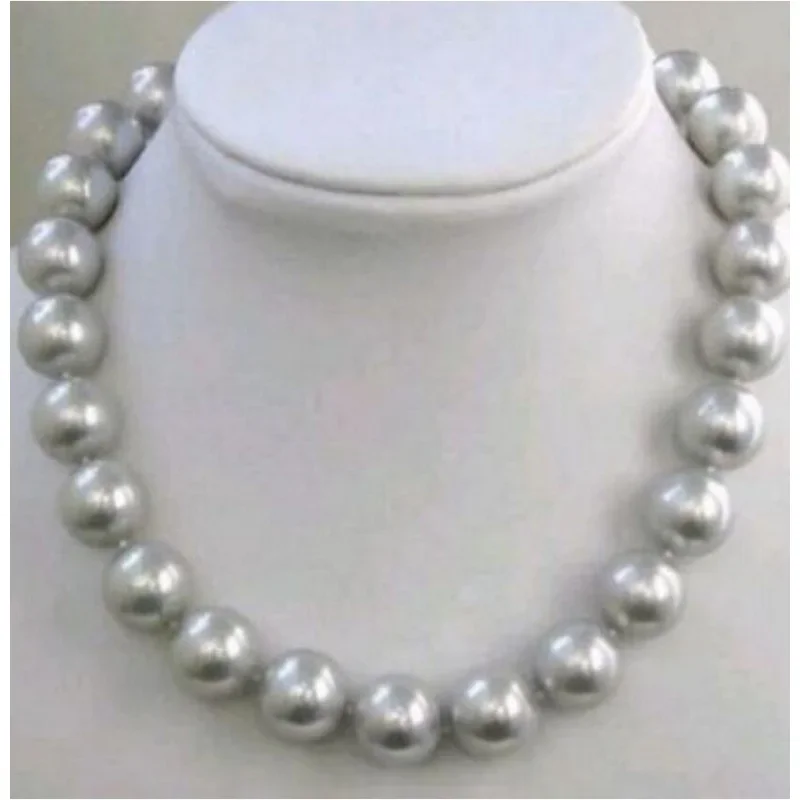 

Fine jewelry 12MM WONDERFUL GRAY SHELL PEARL NECKLACE 17inch;; AAA NEW style Fine or e Noble Natural Nature