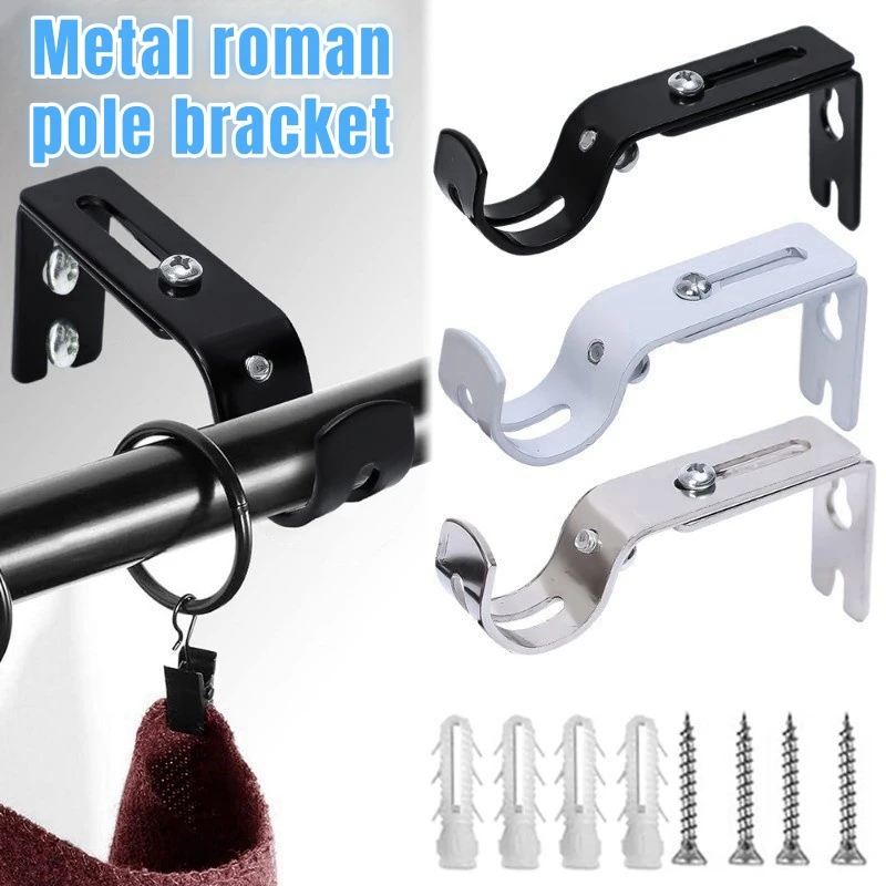 Adjustable Extendable Durable Window Curtain Rod Holder With Screws Wall Bracket Hanging Hooks Furniture Hardware Tools 1/2/3Pcs