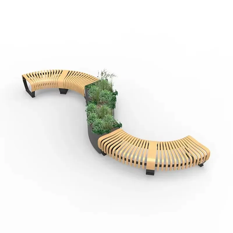 Custom Round Wooden Garden Bench Long Arc Tree Seat for Outdoor Street Terrace Furniture