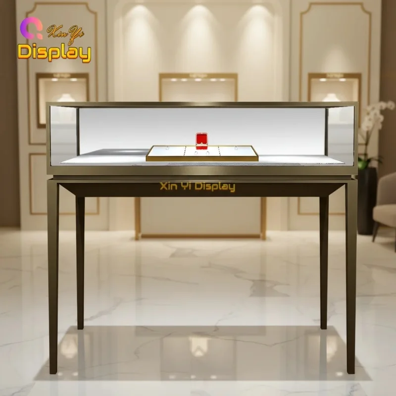 custom.Customized Modern Stainless Steel Jewelry Display With LED Lighting Durable & Heavy Duty Eco-Friendly Metal Show
