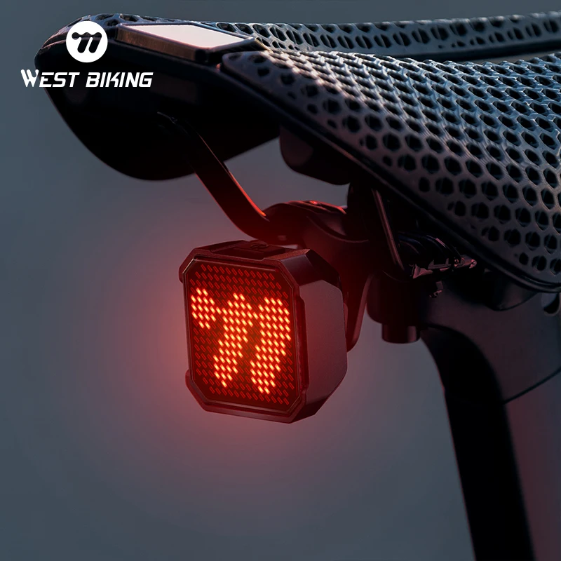 WEST BIKING DIY Bike Taillight Custom Pattern Smart Brake Sensing Rear Light Waterproof Team Synchronized Bicycle Tail Light