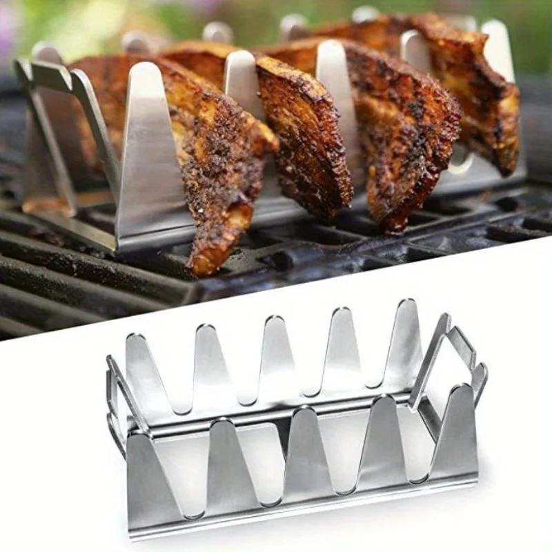 Rejilla de barbacoa multifuncional de acero inoxidable para barbacoa con patas de pollo al aire libre