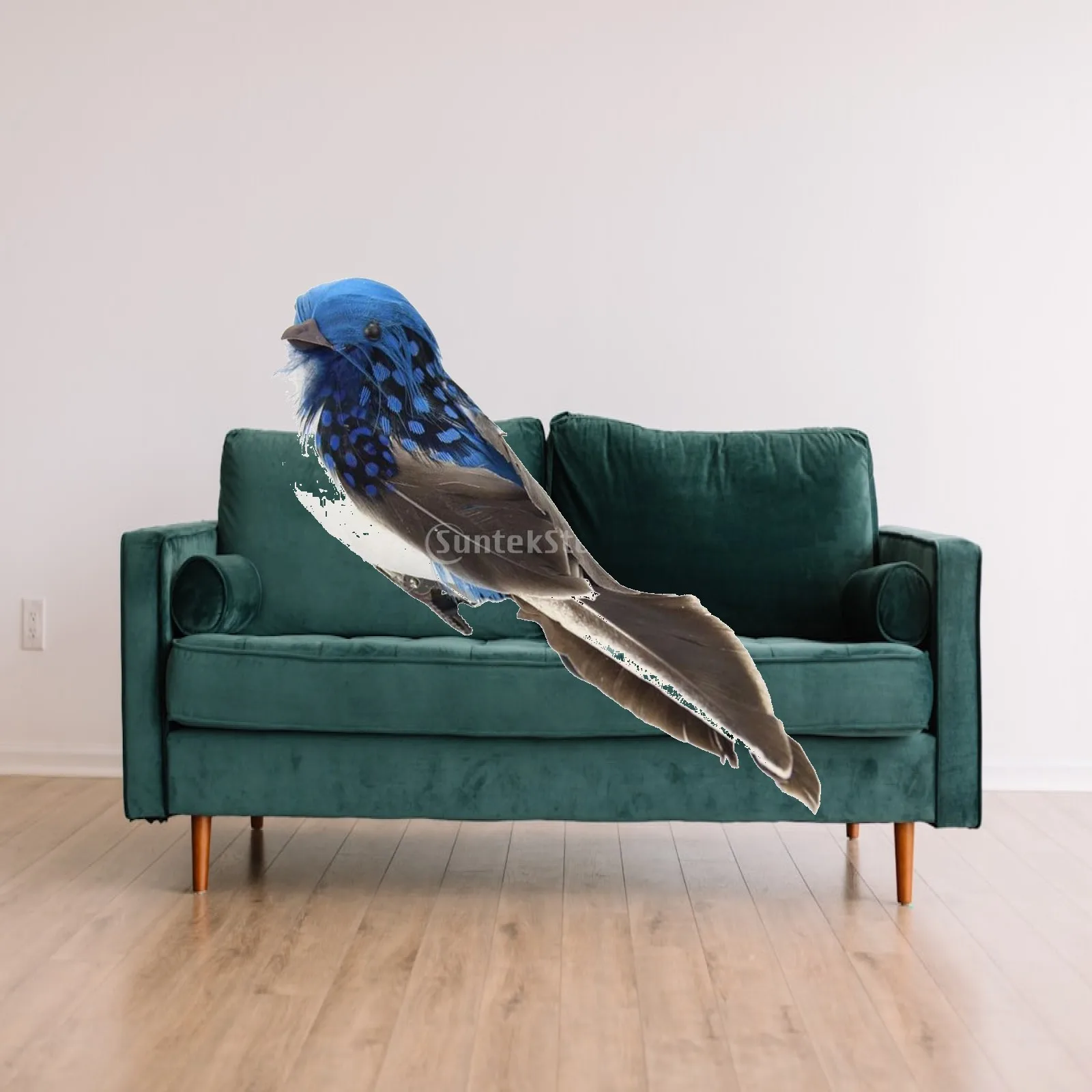 Artificial Bird with Real Feathers Clip Decorative Garden Ornament Fairy Garden Sculpture Lawn Figurines for Outdoor Decoration