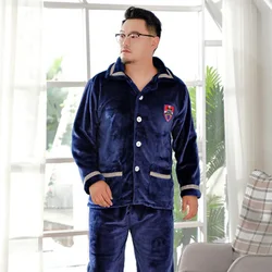 Winter Men Thick Flannel Pajamas Sets fleece Warm sleepwear plus size 6XL 9XL 12xl Home Coral fleece Pijamas Suit Homewear