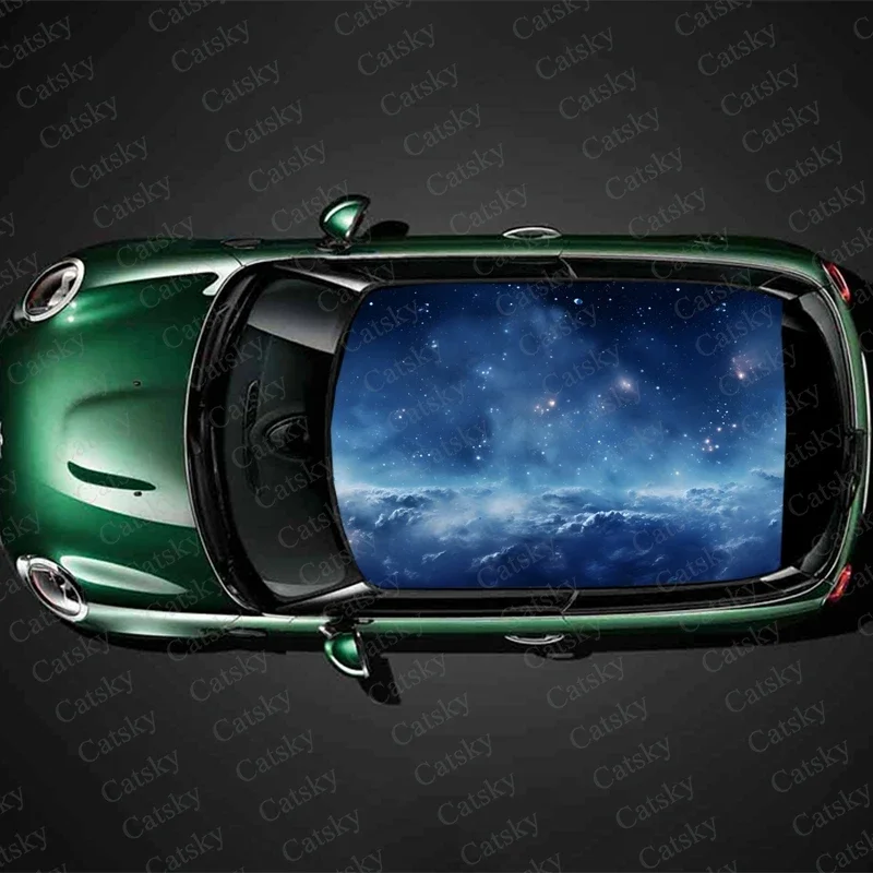 

Starry Sky with Clouds Car Roof Sticker Wrap Racing SUV Accessories Packaging Painted PVC Custom Car Graphic Decal