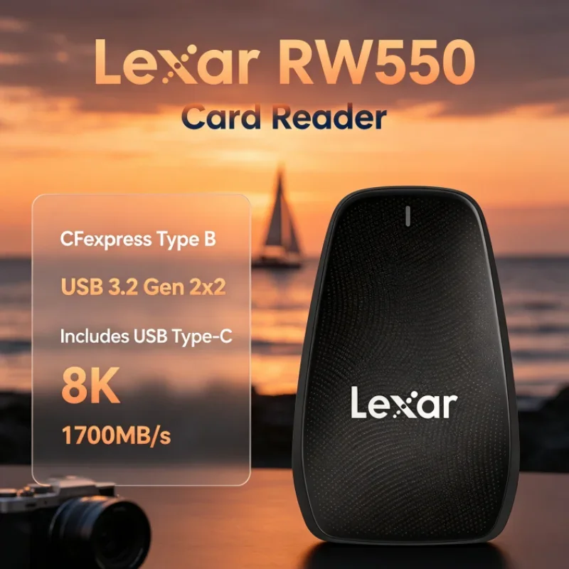 Lexar RW550 USB Type-C USB 3.2 Gen 2x2 1700MB/s 8K 20Gbps CFexpress Type B Reader CFexpress Card Reader for Camera Data Transfer