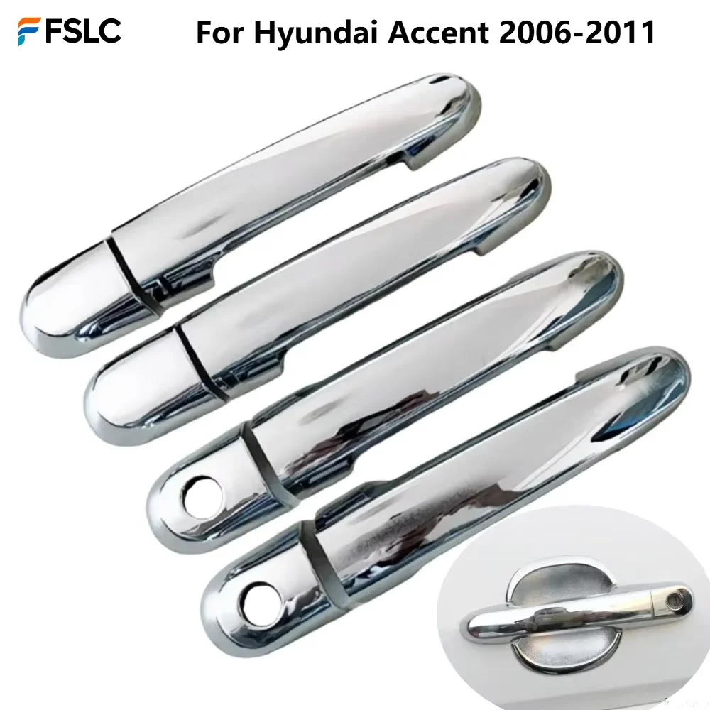 

⭐Genuine⭐ For Hyundai Accent 2006-2011 Chrome Door Handle Cover Trim Sticker Car Exterior Styling Accessories 4pcs