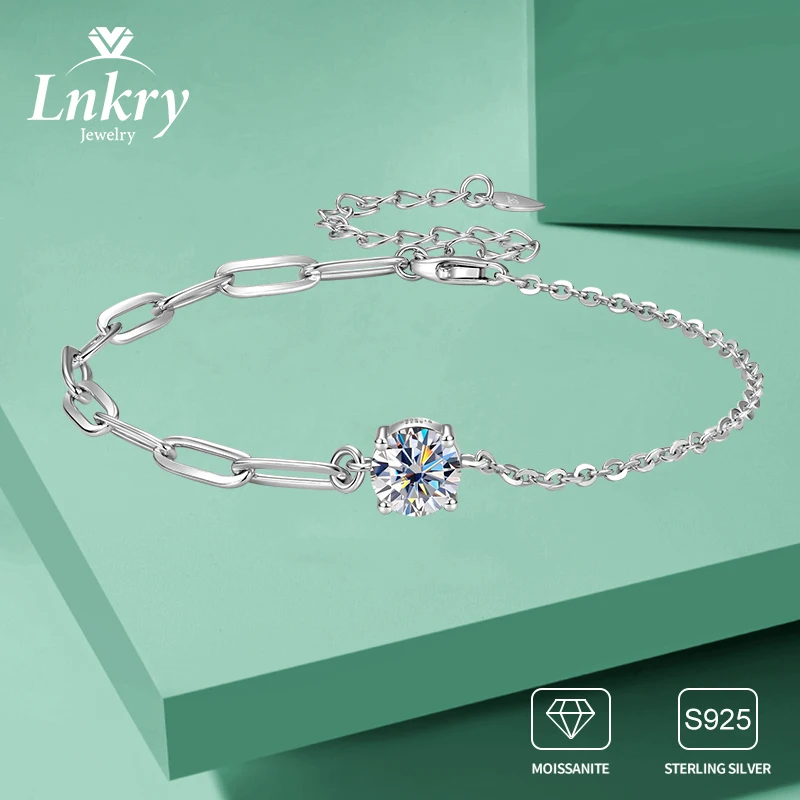 

Lnkry Pulseira Prata браслеты из стерлингового серебра 925 пробы 6,5 мм 1 карат пасьянс муассанит браслет на день Святого Валентина ювелирные изделия подарок