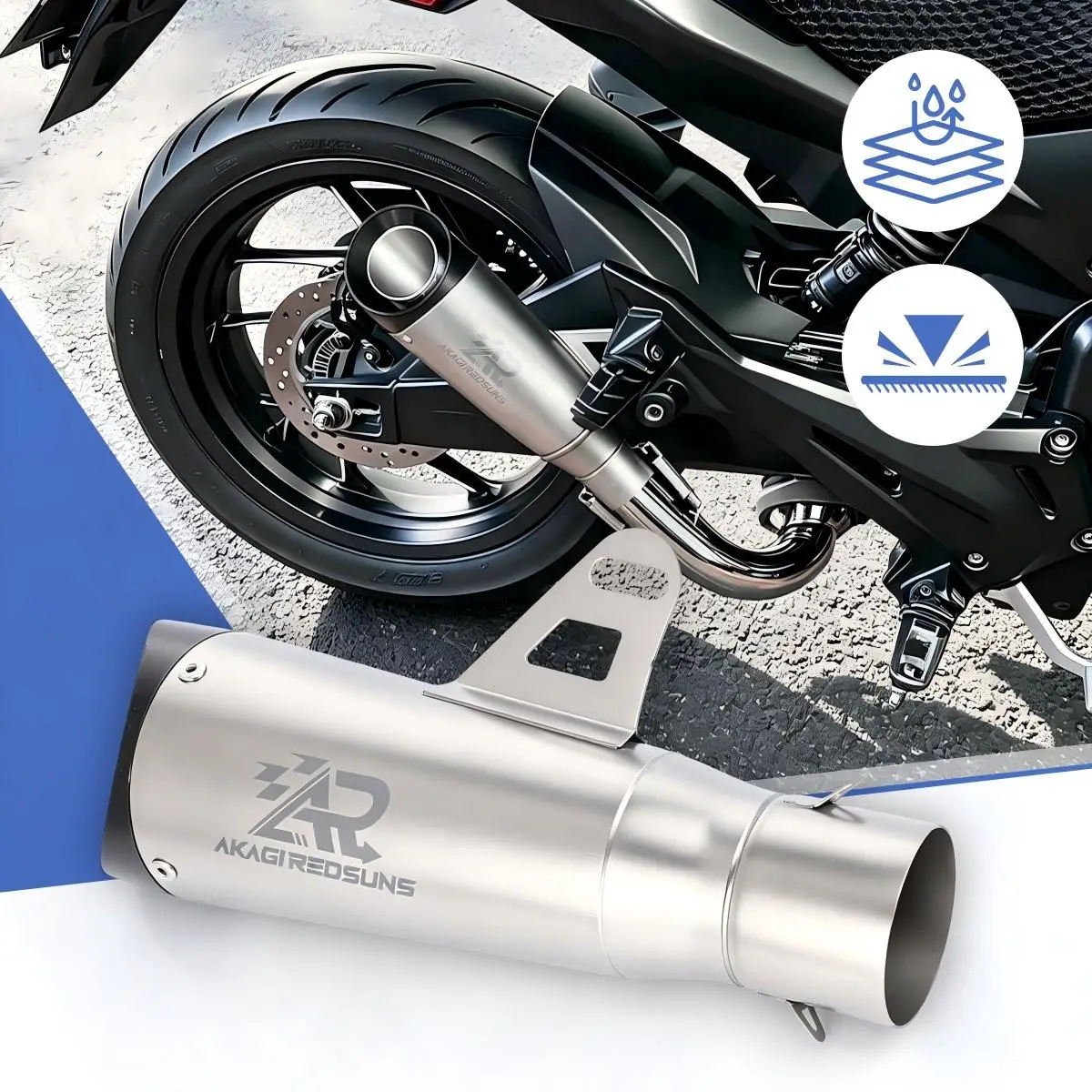 

Motorcycle Exhaust Tube, Dual Layers Angled Outlet General Fit, Supplied With DB Killer For All Types Of Motorcycles