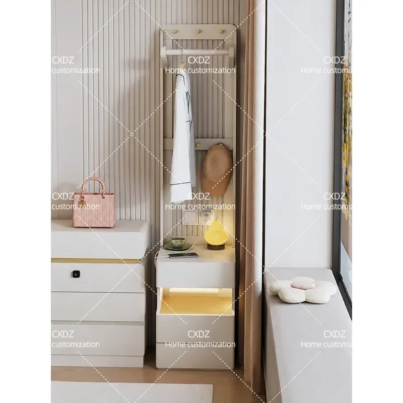 New bedside chest modern simple style small apartment master bedroom with fingerprint lock solid wood coat rack bedside