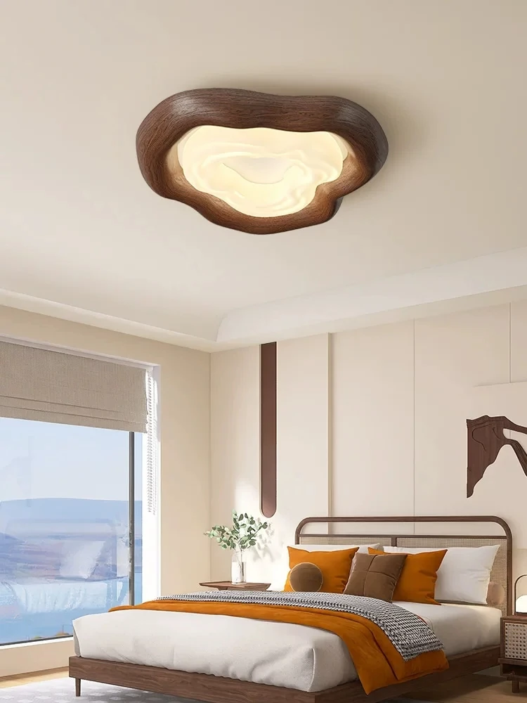 Full spectrum bedroom ceiling light, simple and modern triangular inkstone wood grain eye protection room light