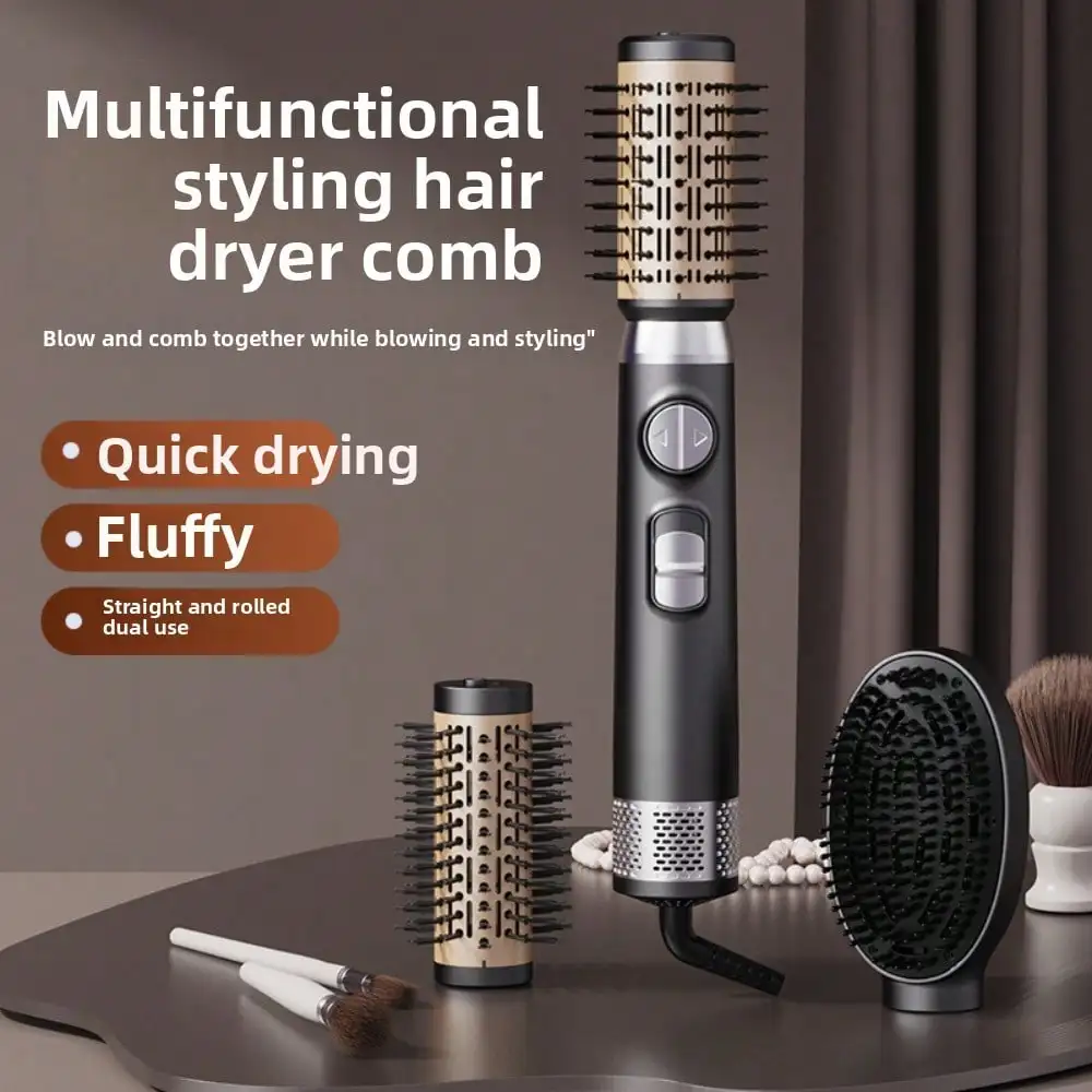 Multifunctional Hot Air Comb Curling Iron, Three-In-One Hair Changing Hairdressing Comb, Electric Hair Dryer Comb, Curling And Straightening Dual-Purpose