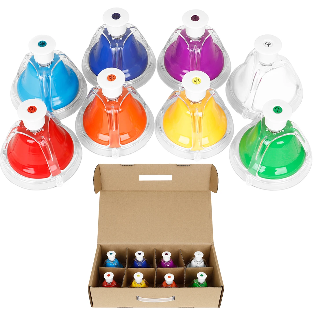 Colourful 8-Note Hand Bell Orff Percussion Instruments Transparent Cover Hand Bell Baby Early Education Beautiful Christmas Gift