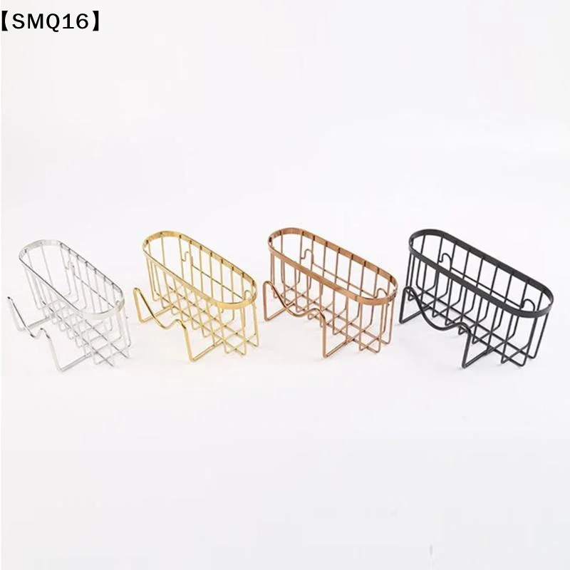 Suction Cups Sponge Drainer Rack Hollowed With Hook Stainless Steel Sponge Holder Fast Drainage Easy-To-Clean Sponge Stand【SMQ】
