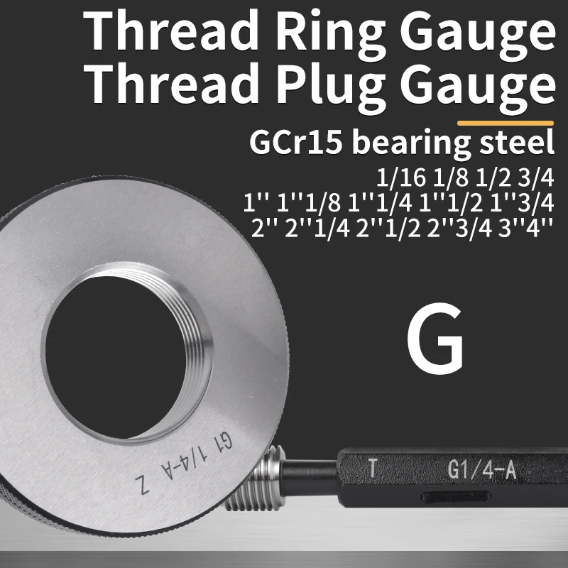Taper Pipe Thread Ring/Plug Gauge Measure Tool G1/16 1/8 1/2 3/4 1'' 1''1/8 1''1/4 1''1/2 1''3/4 2'' 2''1/4 2''1/2 2''3/4 3''4''
