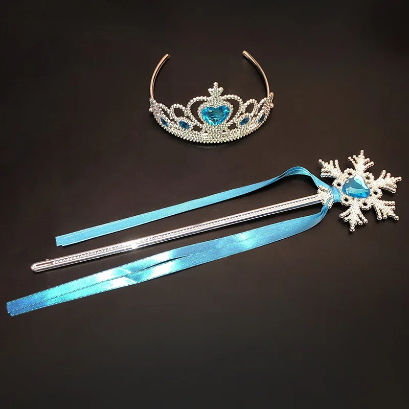 Tocado de princesa Frozen para niña, accesorios de corona, aros para el cabello, disfraces de cosplay de cumpleaños y Halloween, regalos de corona