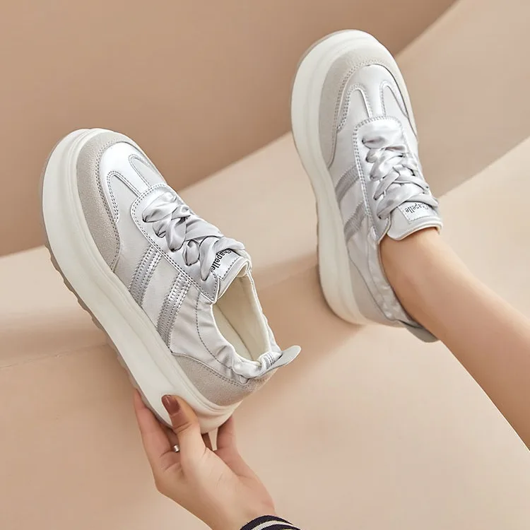 

Silver German training shoes women 2024 spring new non-slip sports casual color matching small white shoes