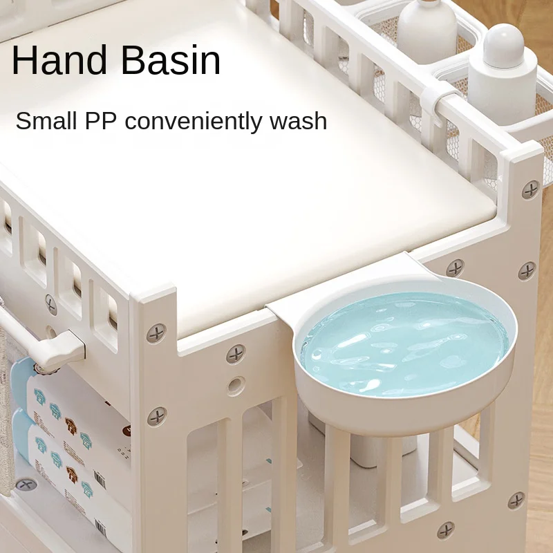Baby Diaper Changing Table & Storage Cabinet with Foldable Drawer Multifunction Design Plastic Manual 0-12 Months