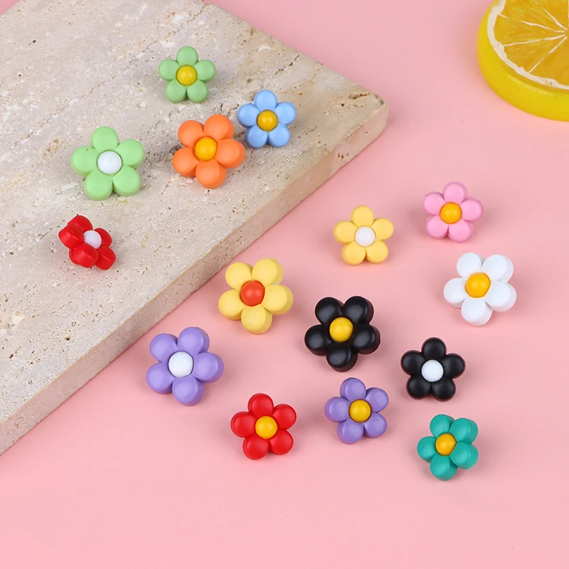 10Pcs 18/15mm Children\'s Coat Colorful Flowers Shank Buttons For Kids Clothes Cute Shirt Sweaters Dress Decor Sewing Accessories