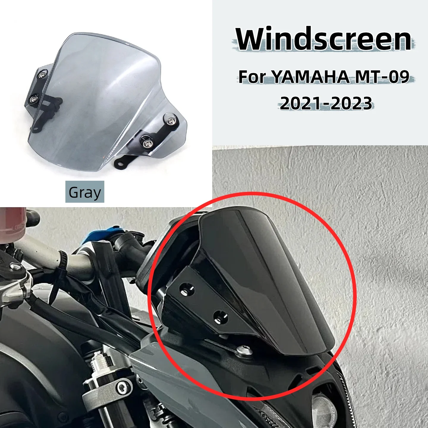 

Для YAMAHA MT-09 MT09 MT 09 mt09 2021 2022 2023, комплекты деталей, лобовое стекло, ветровое стекло (серый)