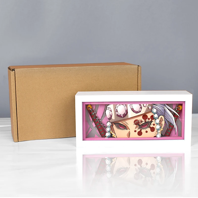 Anime Eyes Shadow Box LED Strip Lights, porta-retrato, 3D Papel Escultura, USB Table Lamp, Mood Light, Decoração do quarto Presente