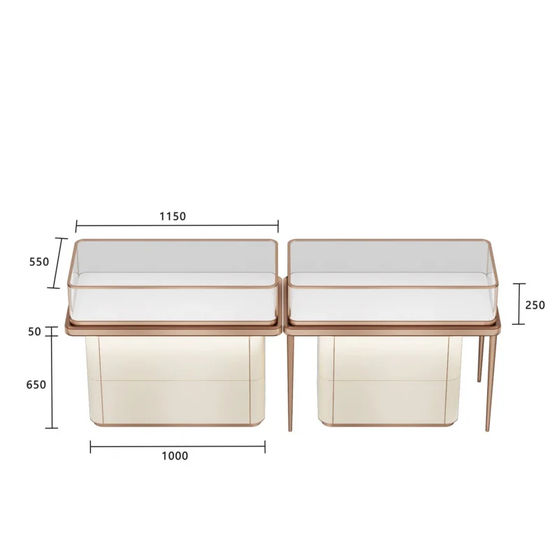 custom.Tower Kiosk Custom Stainless Luxury Steel Rings Stand Tray Organizer Tempered Glass Modern Jewelry Display Showcase Shopp