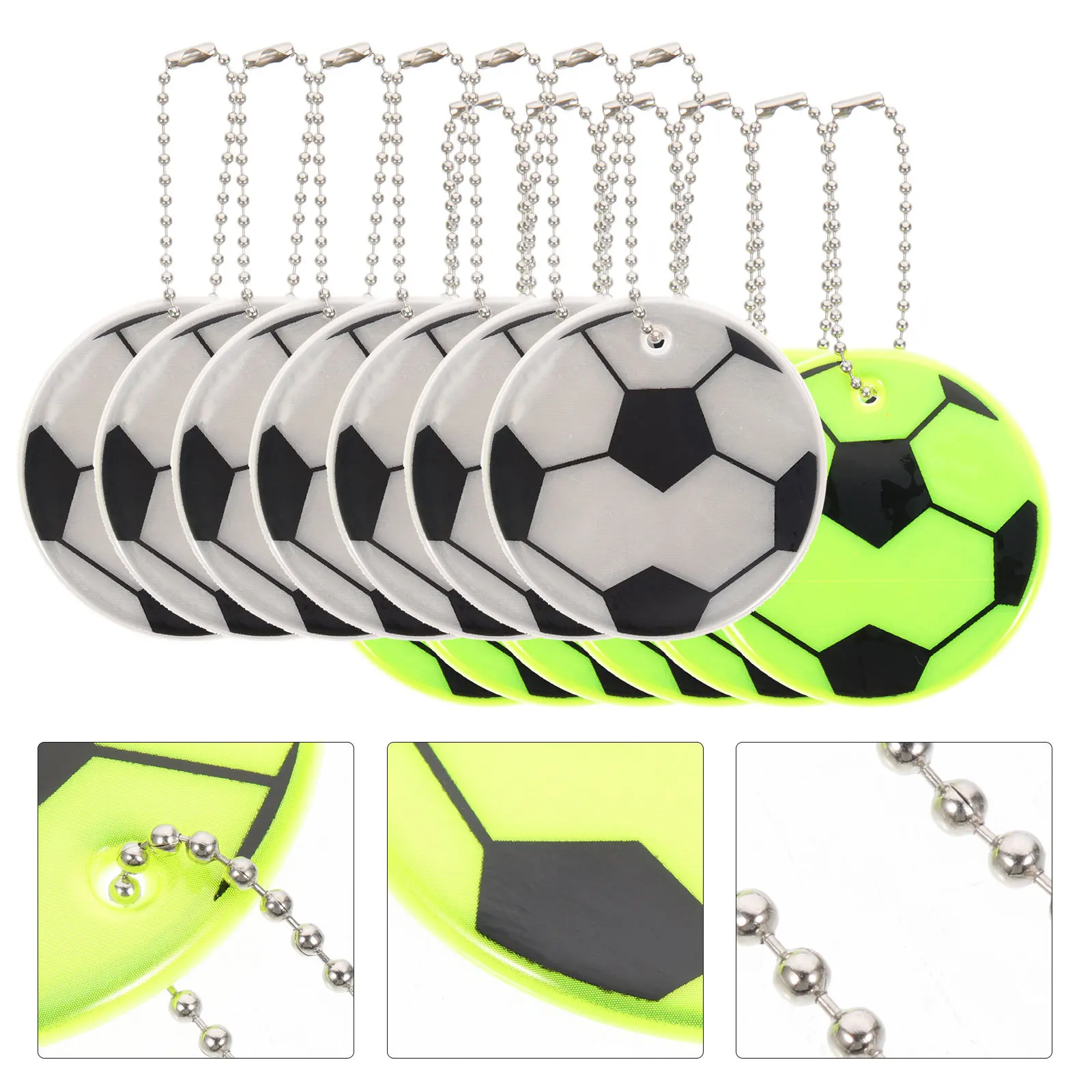 

12Pcs Reflective Soccer Hanging Ornaments Lightweight Backpack Charms School Bag Hidden Pocket Hanging Decors Party Favors