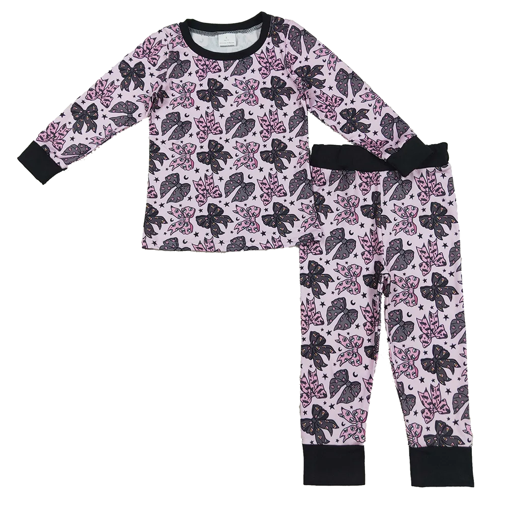 

Wholesale Toddler Children Halloween Set Baby Girl Long Sleeves Shirt Sleepwear Kids Girls Infant Pants Bows Pajamas Outfit