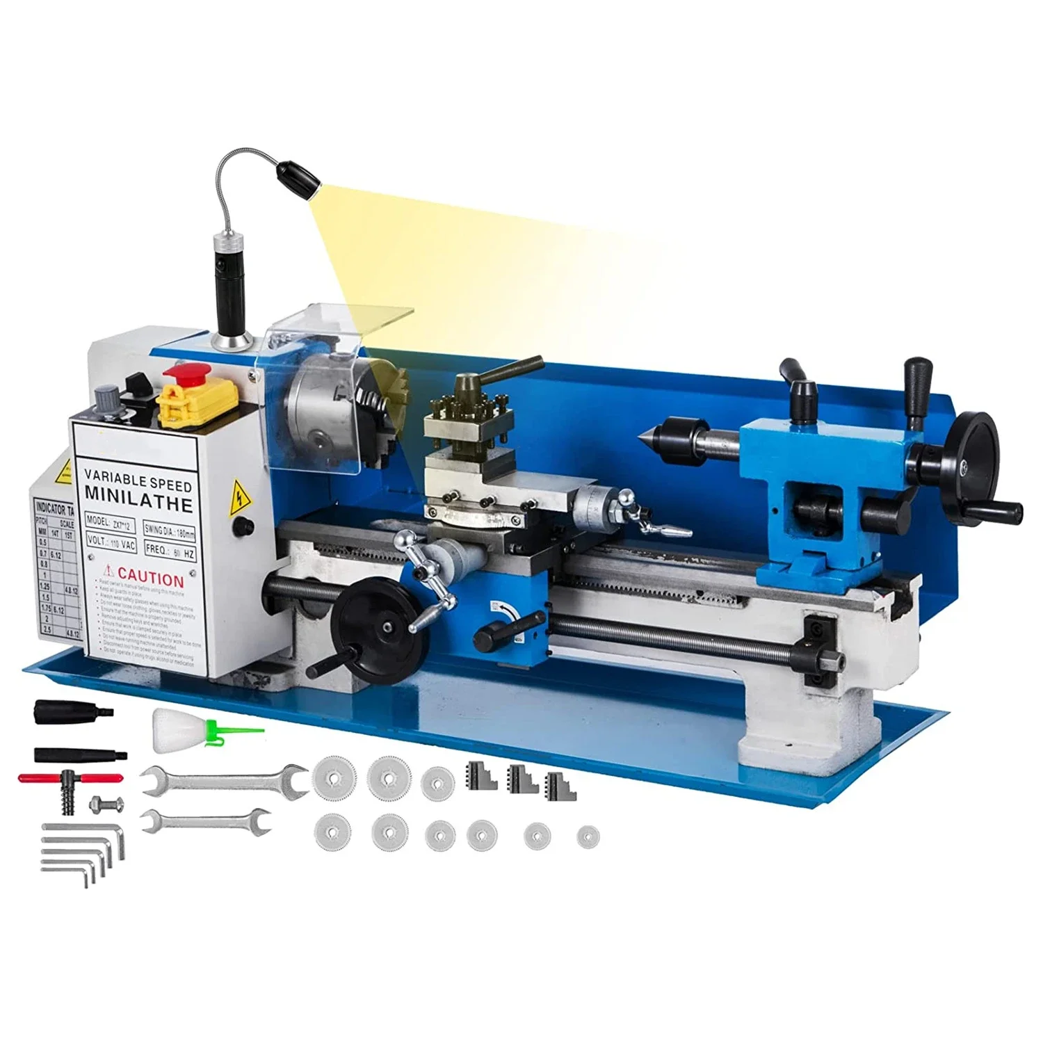 

Bench Top Variable Speed 7x14 Inch Desktop Metal Mini Bench Lathe Machine