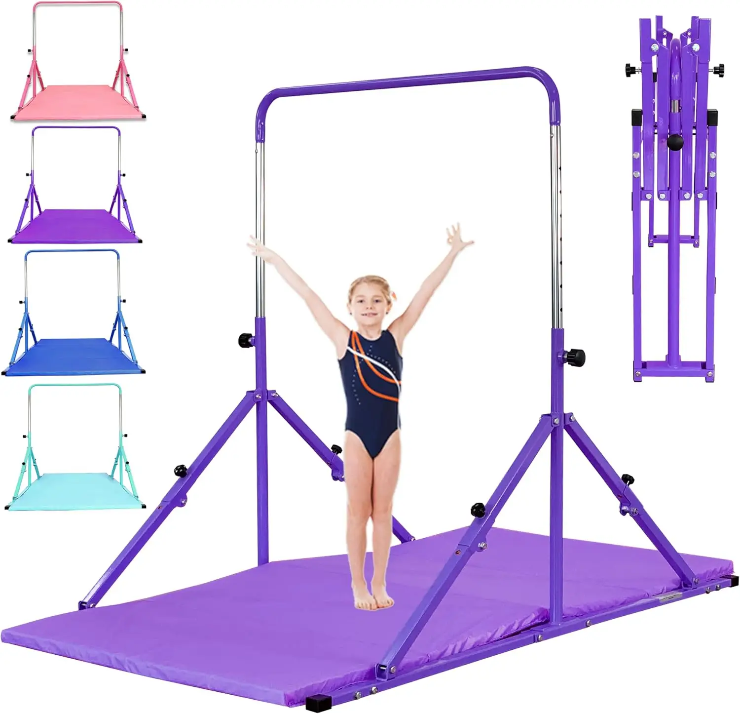 Bar with Mat for Kids Ages 3-12, 200 lbs Weight Capacity, Gymnastic Kip Bar Horizontal Bar for Kids, Gymnastic Training Equipmen