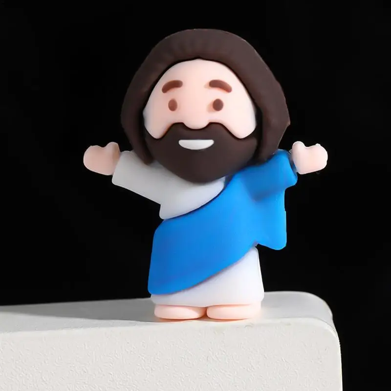 24 piece Miniature Jesus Statues PVC Tabletop Religious Figures for Christmas Easter Halloween & Hanukkah Christian Decorations