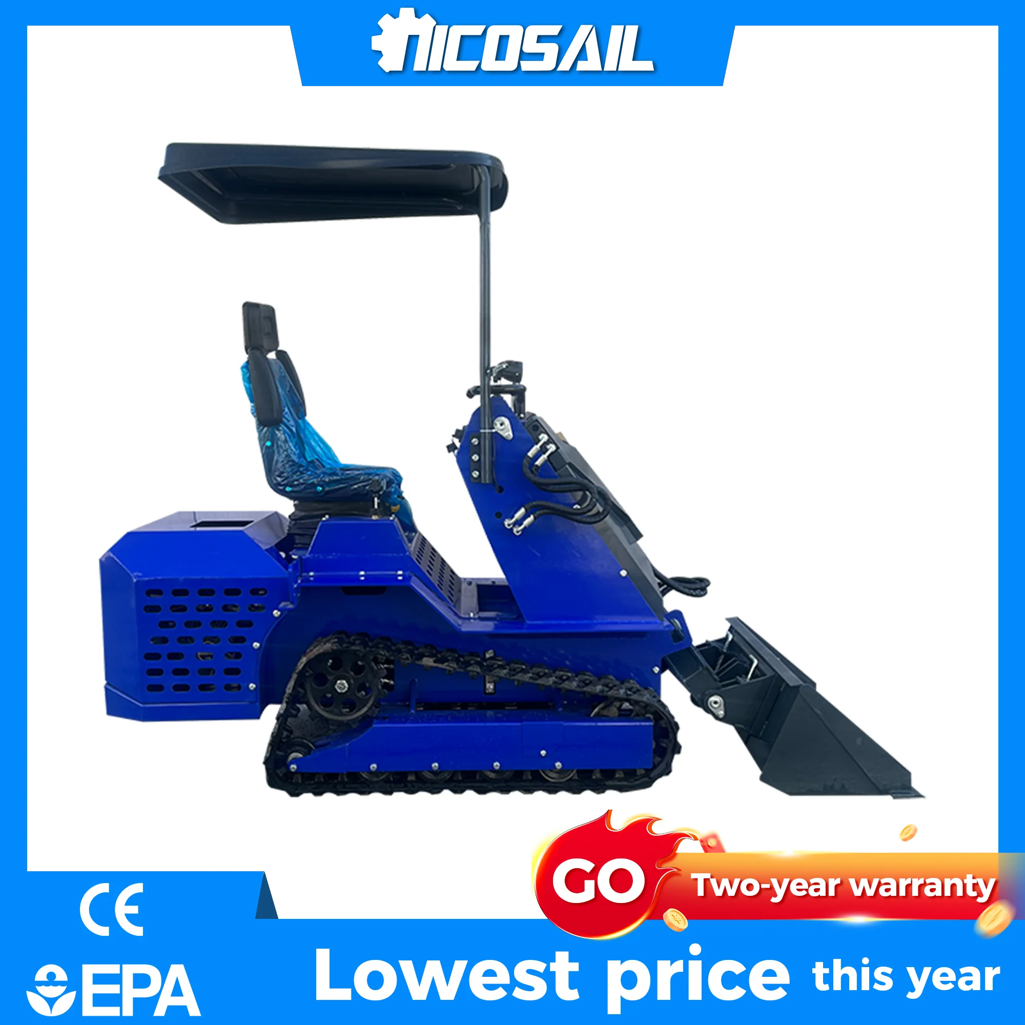 Ride On Mini Skid Loader 1 Ton CE Certified Euro 5 Four Wheel Drive Skid Steer Loader