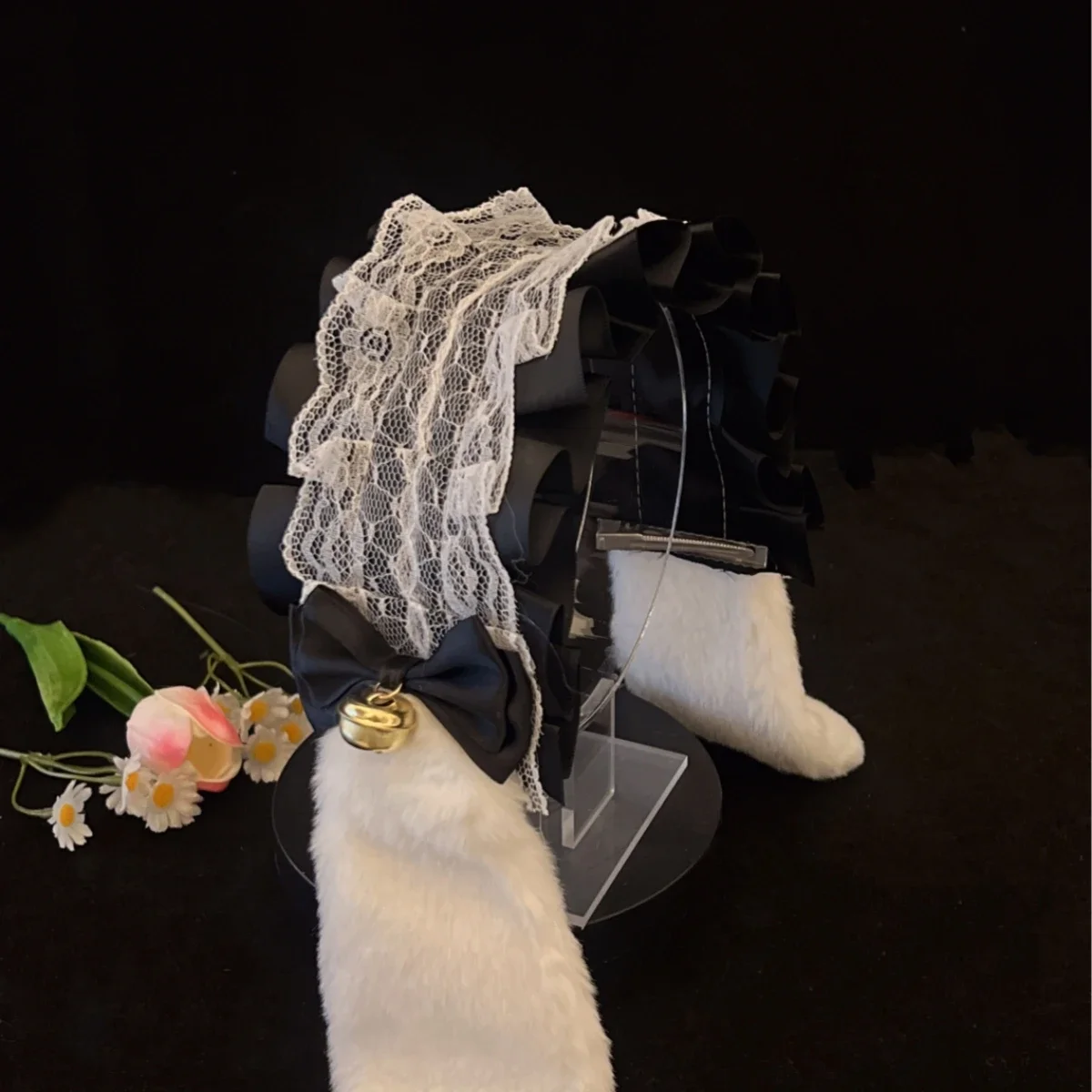 Japanse Konijn Oor Lolita Kant Boog Hangoor Bunny Oren Hoofdband Haarband Kawaii Cosplay Haaraccessoires D840