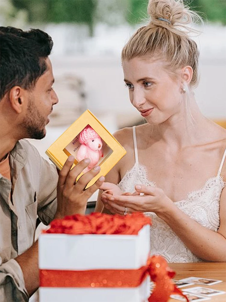 

Мини-плюшевый мишка с вдохновляющей карточкой, маленькая мягкая игрушка ручной работы в коробке, мягкий приятель для домашних животных, милые позитивные подарки для украшения дома