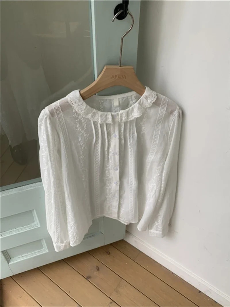 Summer Women Blouse Spring Shirt Female Woman Blouse Maxi Blusas Chiffon Casual Elegant Vintage Long Sleeve Oversize Loose White