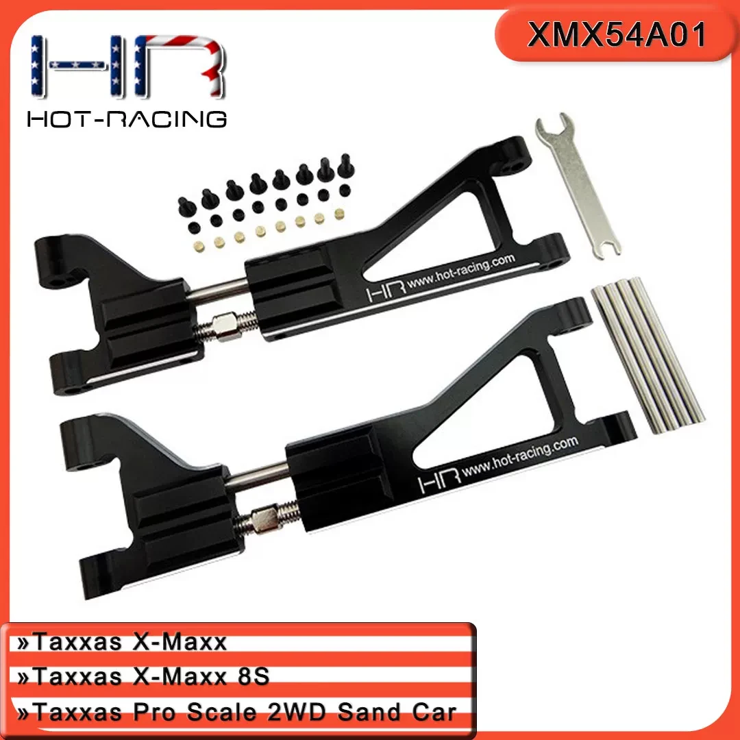 Hot Racing XMX54A01 Black Alum. Adjustable Upper Suspension Arms (2pcs Front/Rear) for Traxxas X-Maxx 6S & 8S, Camber Adjustable
