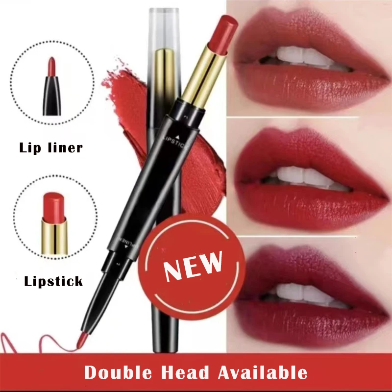 6 Color Matte Lipstick Lip Liner 2 In 1 Brand Makeup Lipstick Matte Durable Waterproof Nude Red Lipstick Lips Make Up