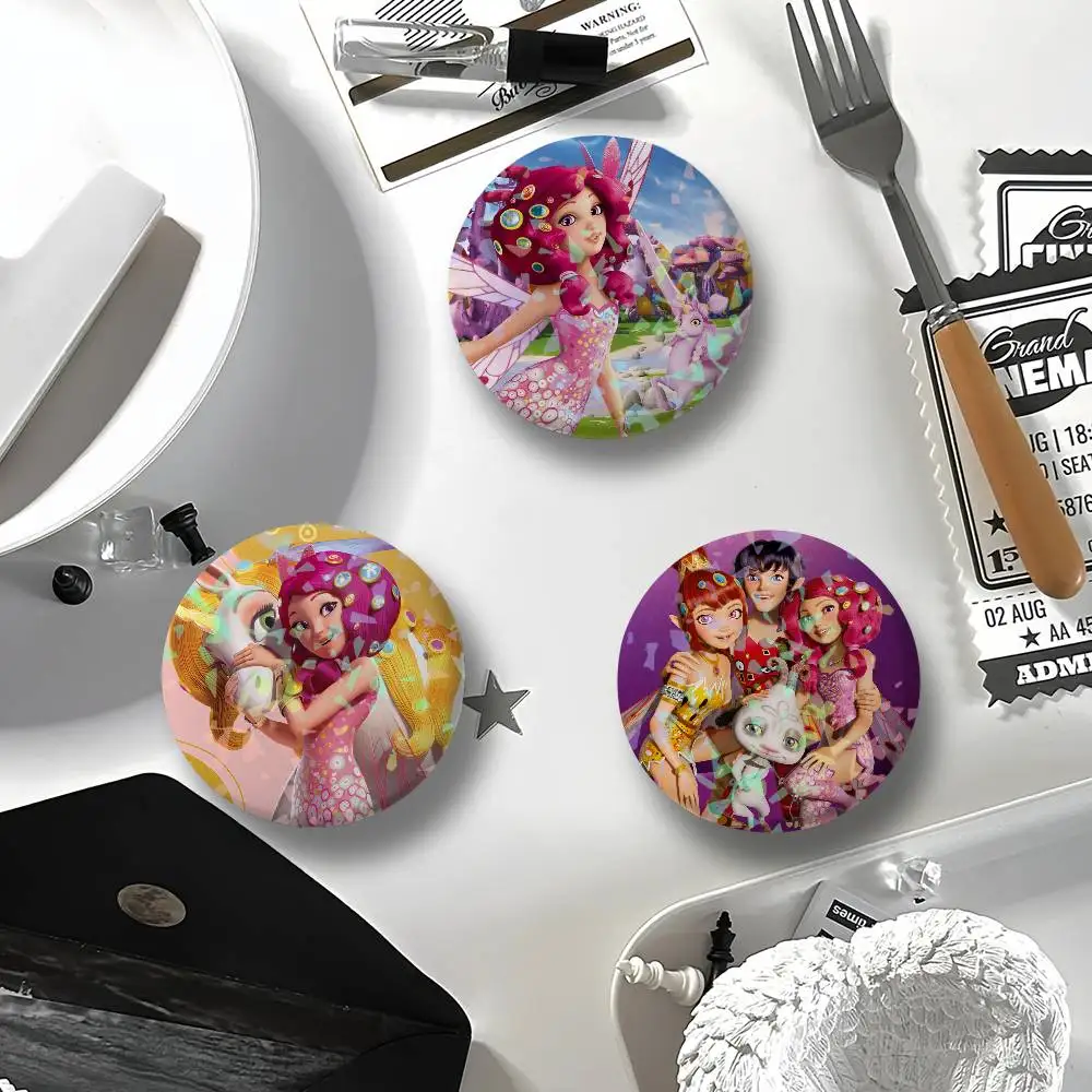 Insignia láser de dibujos animados Mia y yo redonda para mochila, ropa, sombrero, accesorios, regalos para amigos