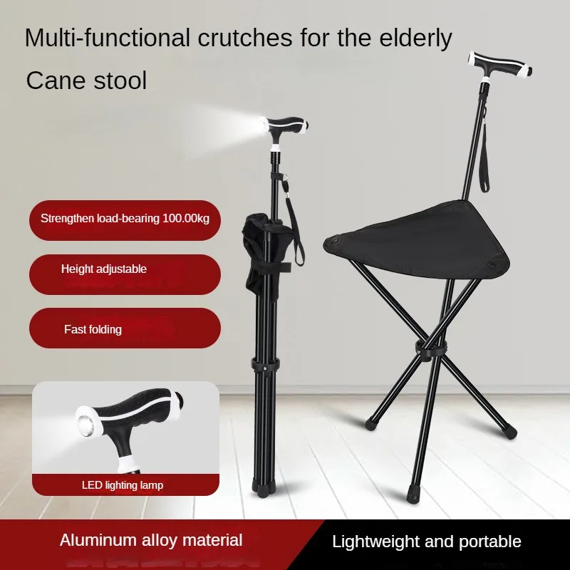 

Lightweight Folding Walking Seat for Seniors - Adjustable Stool With Non-slip Handles Compact Travel Seat for Outdoor Activities