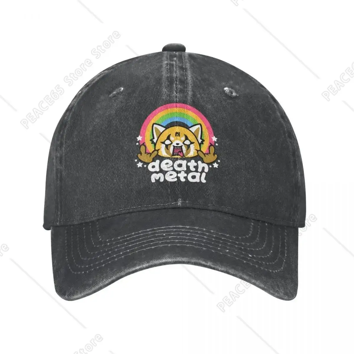 

Death Metal Aggretsuko Aggressive Retsuko Men Baseball Cap Distressed Washed Caps Hat Vintage Outdoor Activities Snapback Cap